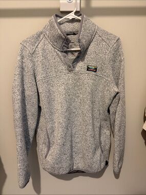 L.L. Bean Men's Light Gray Heather Snap-Quarter Fleece Jacket